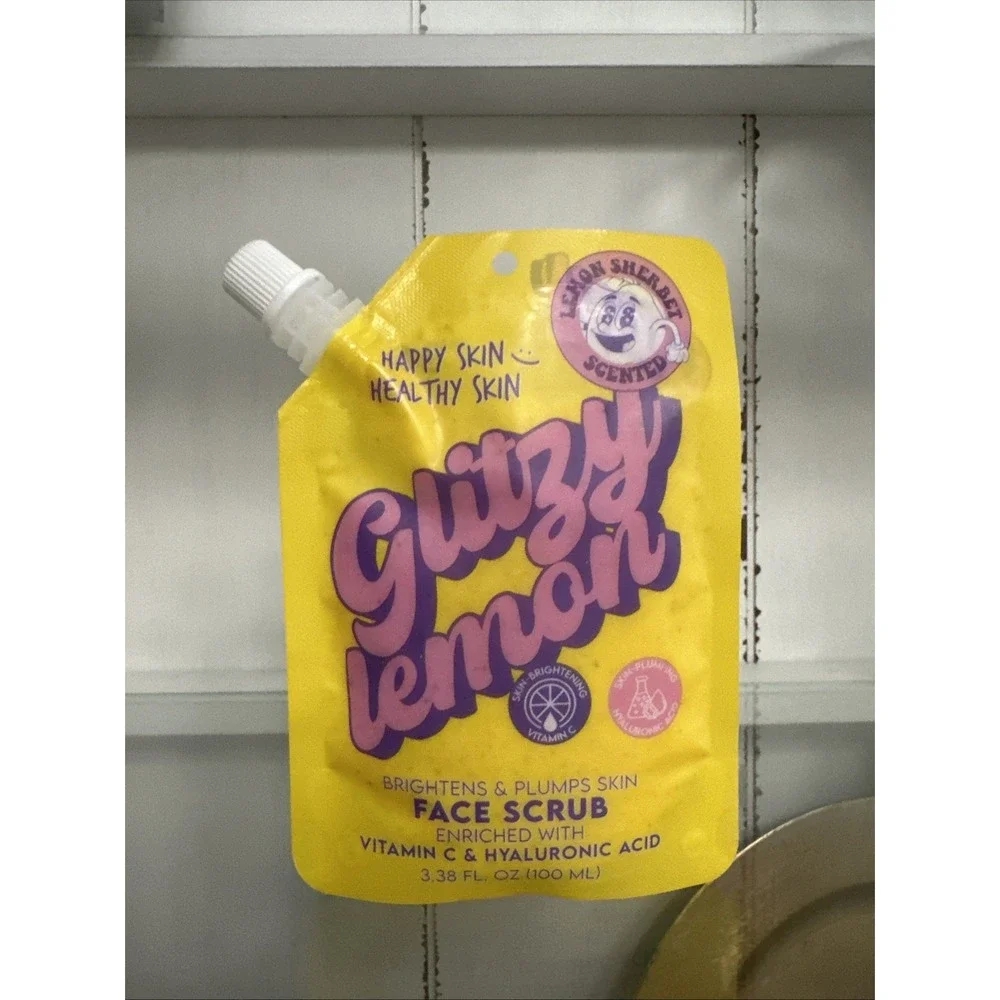 Glitzy Lemon Face Scrub Lemon Sherbet Scented Vitamin C Hyaluronic Acid 3.38oz